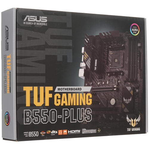   Socket-AM4 Asus TUF GAMING B550-PLUS 4xDDR4-3200 , 2xPCI-Ex16, 2xM.2, RAID 1,10 USB 3.2 Gen2 Type A, USB 3.2 Gen1 Type A x4, USB 3.2 Gen2 Type C, USB 2.0 x2