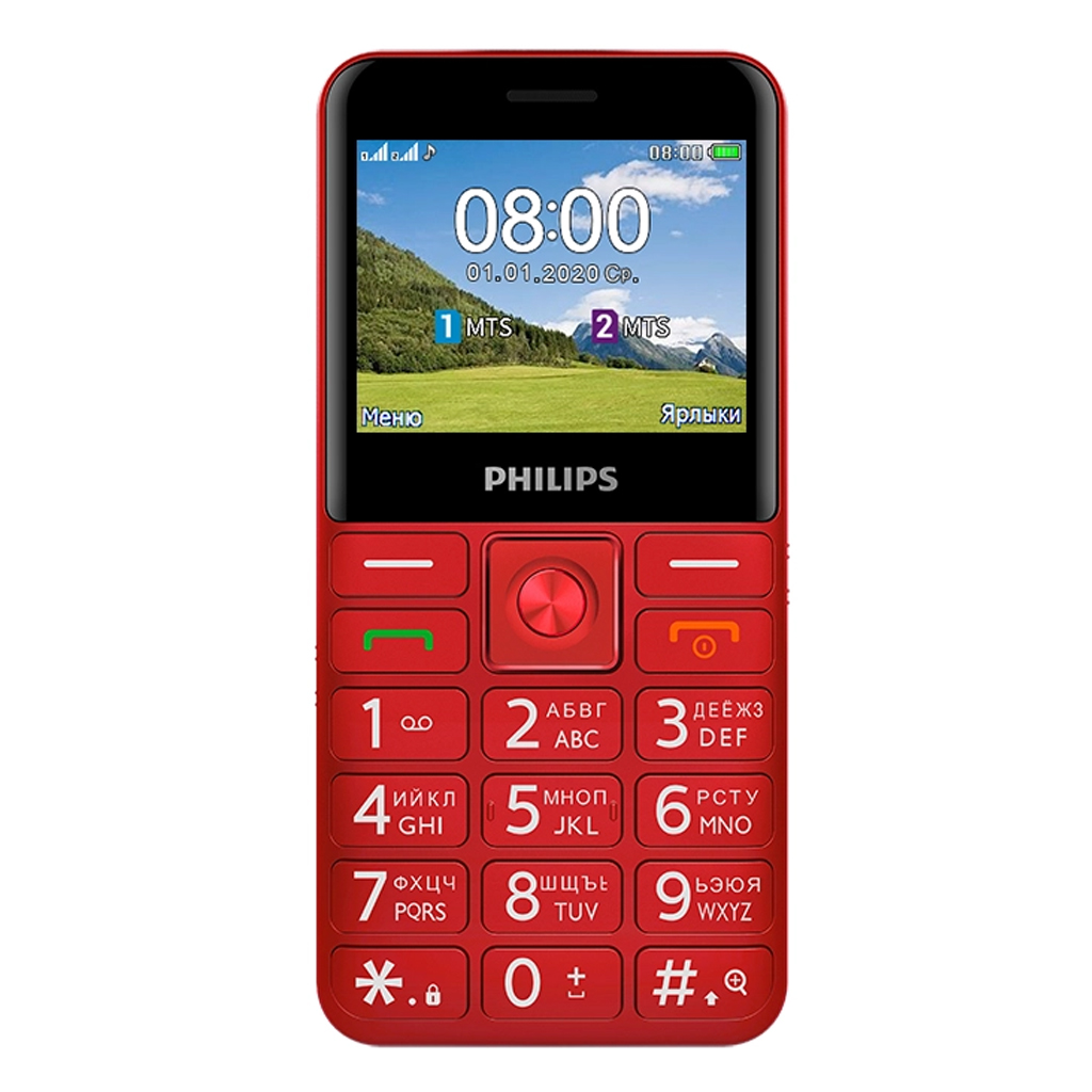 Телефон сотовый Philips Xenium E207 красный 2Sim 2.31