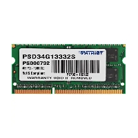  SO-DIMM DDRIII 4Gb 1333Mhz Patriot PSD34G13332S RTL PC3-10600 CL9 SO-DIMM 204-pin 1.5 dual rank RTL